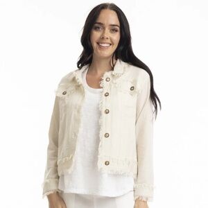 Anthony's 100% Linen Natural Cream Jacket With Front And Side Pockets Size Large